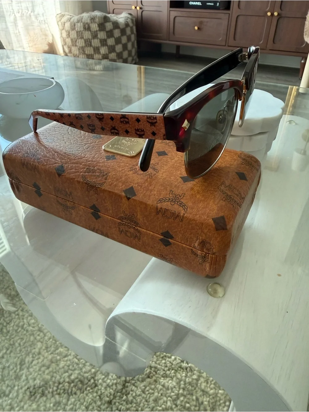 MCM Brown Tortoiseshell Sunglasses with Gold Accents
